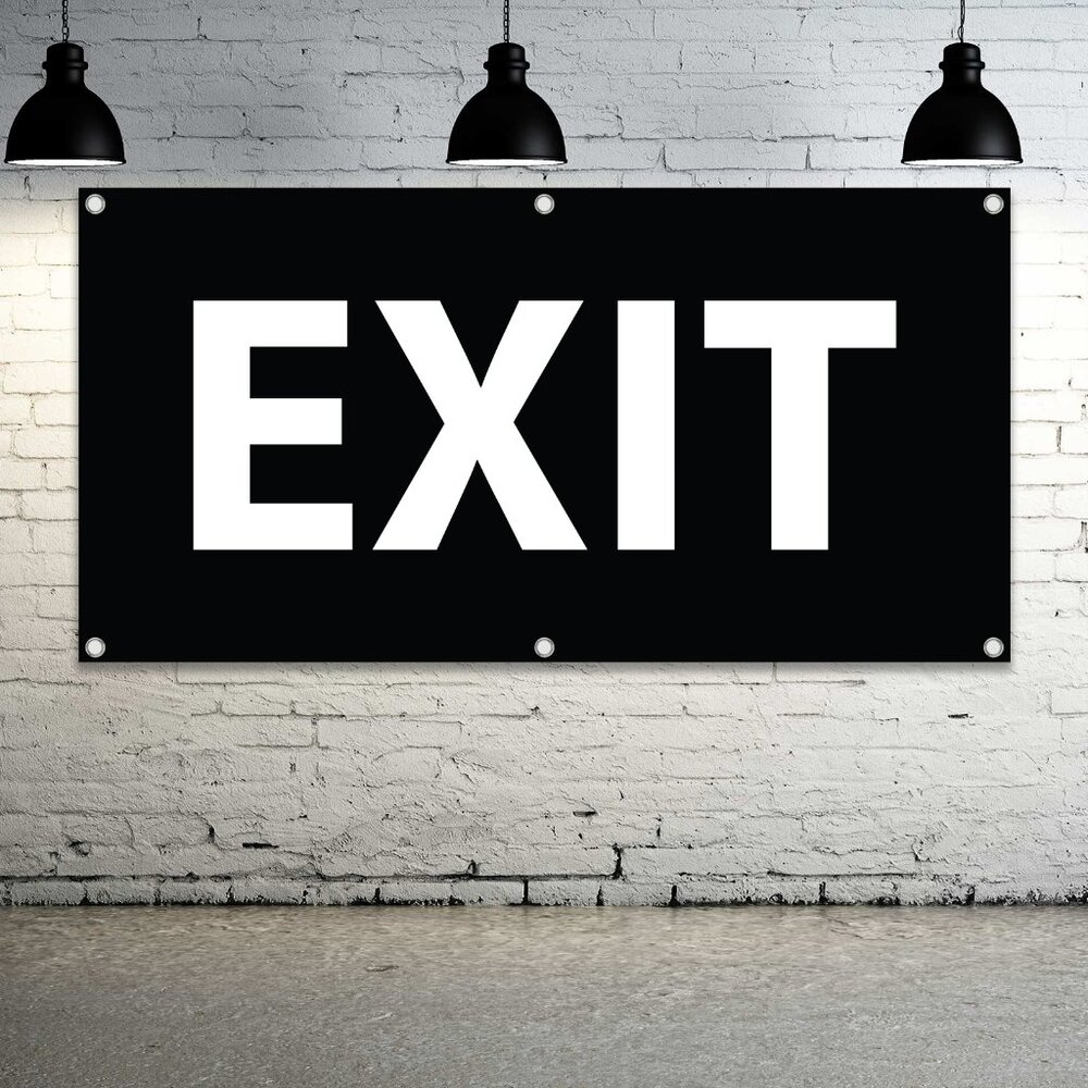 EXIT Generic Vinyl Banner 4ft. Sign Leaving Exiting Guidance Signage Salida New